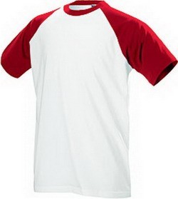 Белая футболка двухслойная с цветным воротом и цветными рукавами (+печать А4).